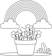 Clover pot, St. Patricks Day Coloring Page for Kids