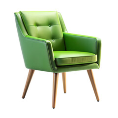 Obraz premium Mid-Century Modern Green Armchair isolated on transparent background