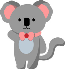 cute grey koala wearing ribbon