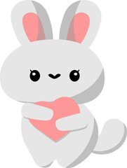 cute white rabbit hugging love