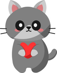 cute grey cat hugging love