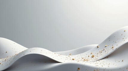 Abstract White Undulating Surface with Golden Specks A Luxurious Background Image