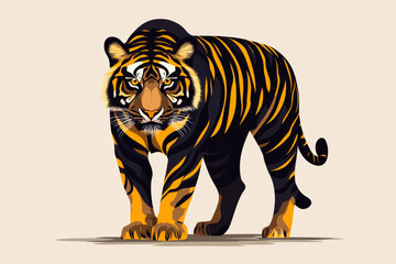 fierce tiger with striking stripes and powerful stance