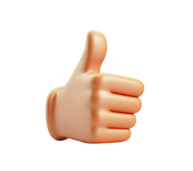 3D Rendered Thumbs Up Emoji on transparent background 