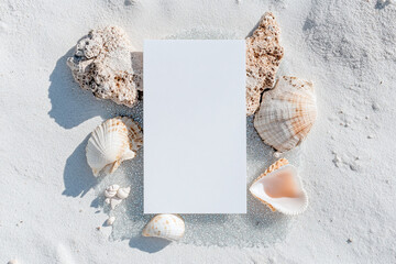 Blank menu card mockup for the mermaid party with the costal and beach decorations.