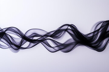 Obraz premium Flowing black waves create dynamic and elegant visual on light background, evoking sense of movement and fluidity