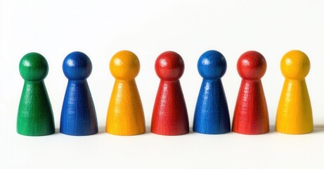 A colorful row of game pieces stands tall, each one a vibrant testament to the joy of competition and simple pleasures.