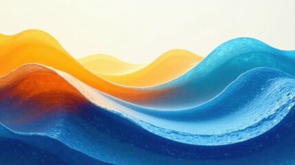 Abstract ocean wave forms in vibrant blue and orange hues, a captivating visual representation of fluidity and energy