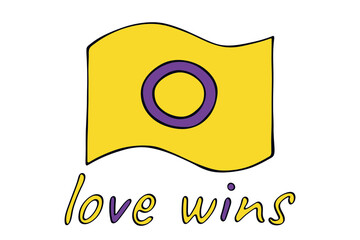 Colorful Intersex pride flag Happy pride day LGBTQ community Pride Month Vector hand drawn doodle for posters, stickers, logo, cards