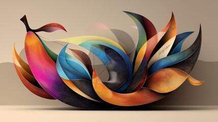 Elevated perspective on vibrant floral sculpture art a colorful contemporary digital gallery experience