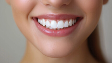 Naklejka premium Dental, smile and teeth of woman with hygiene, grooming and wellness morning routine for oral care. Happy, dentistry and female person with mouth treatment for fresh breath