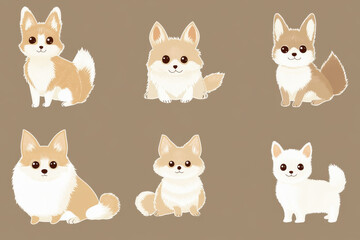 Fototapeta premium Cute animal illustrations featuring playful dogs