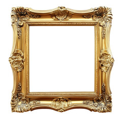 Ornate Golden Picture Frame Isolated on White Background