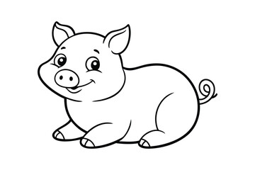 Line art of a chubby baby pig designed for coloring page.eps