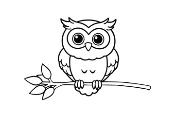 Line art of an adorable baby owl designed for coloring page.eps