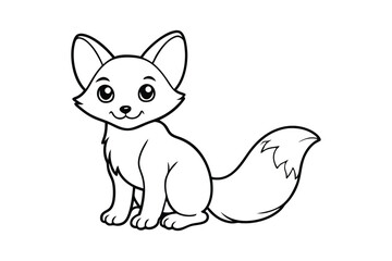 Obraz premium Line art of a cute baby fox designed for coloring page.eps