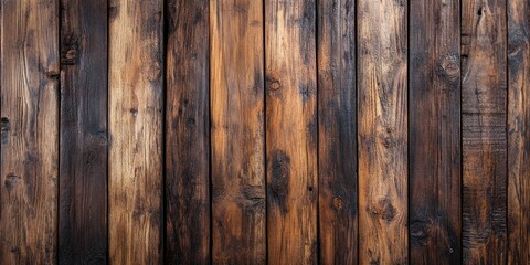 Brown weathered wooden planks with varied aged textures and shades creating a rich backdrop featuring vertical aligned elements and natural patterns