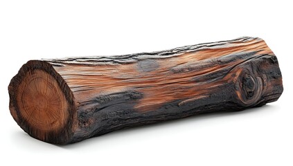 Wooden log bench, isolated, studio shot, natural wood