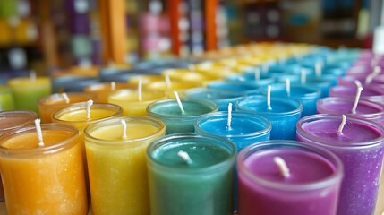 Colorful candles in a shop