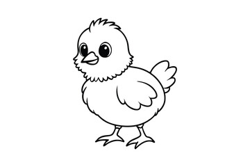 Line art of a tiny baby chick designed for coloring page.eps
