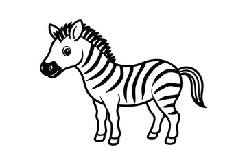 Line art of a small baby zebra designed for coloring page.eps