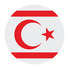 Northern Cyprus circle flag logo icon digital vector illustration