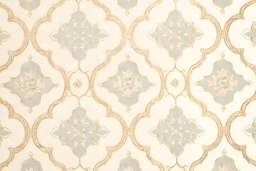 Elegant Vintage Ornamental Pattern with Classic Floral and Geometric Motifs in Soft Beige Tones