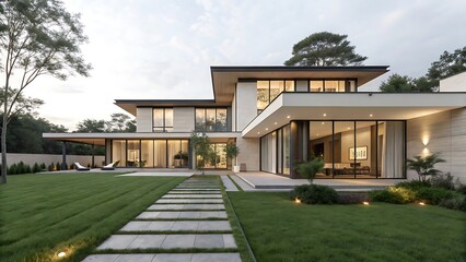 Modern and luxury house, elegant real estate home for peaceful living.