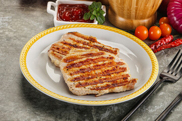 Tasty grilled pork meat steak