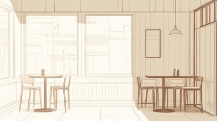 Cafe Interior Design Sketch (2)