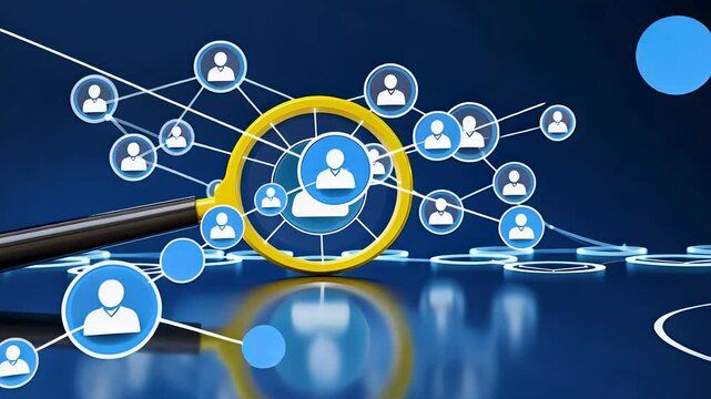 Digital network connection with glowing user icons linked in a futuristic business communication concept
