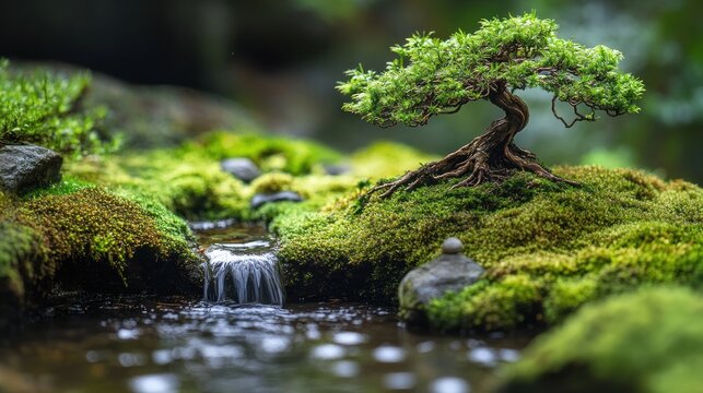 Bonsai garden miniature stream
