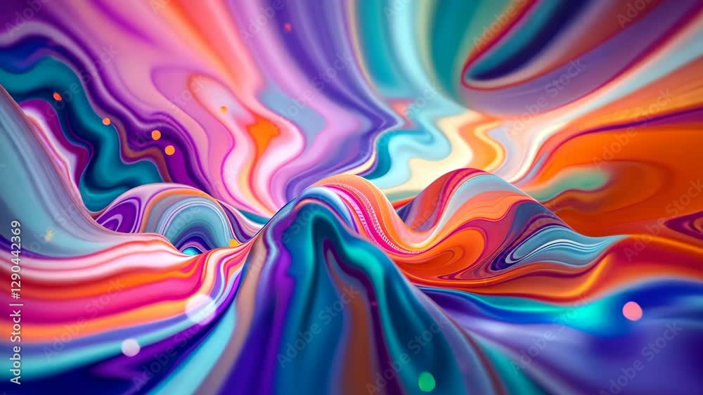Poster dynamic vibrant waves of colorful abstract liquid patterns in motion