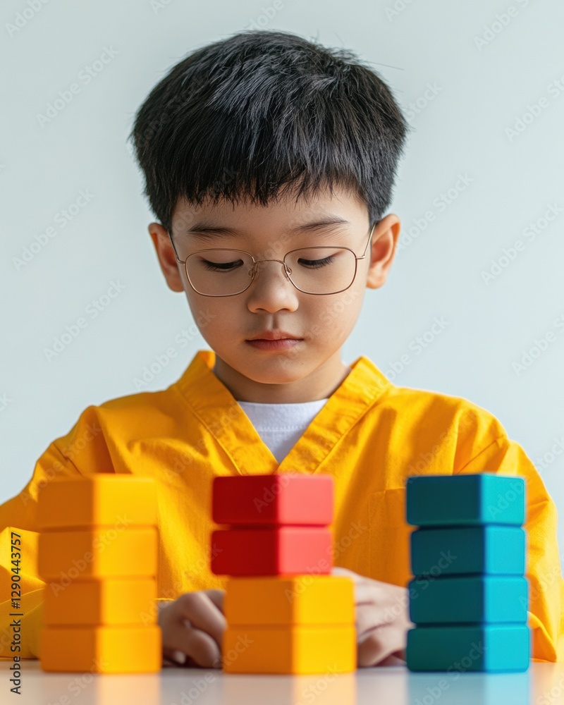 Aufkleber Mindful Pediatric Interaction Sensory Therapy with Colorful Building Blocks in a Calming Room - Enhancing Child Development and Neurodivergent Understanding in Modern Pediatrics