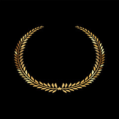 laurel wreath vector design with golden color isolated with black background