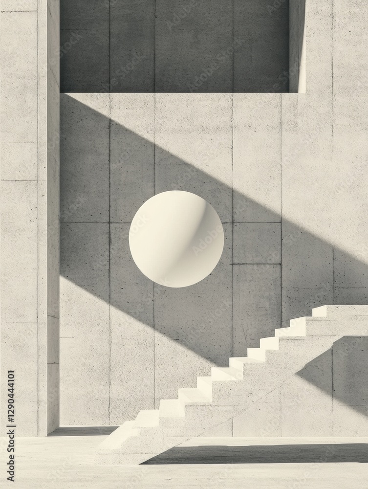 Aufkleber minimalist architectural sphere modern concrete geometry with light play - architectural design cont