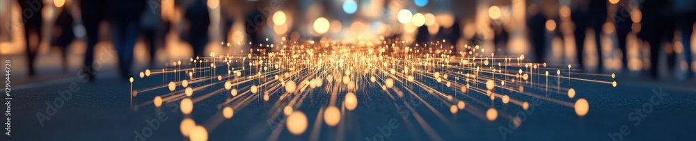 Poster Urban Cybersecurity Visualization Data Stream Network with Dynamic Light Bursts - Innovative Tech Solutions for Smart City Infrastructure and Enhanced Information Protection