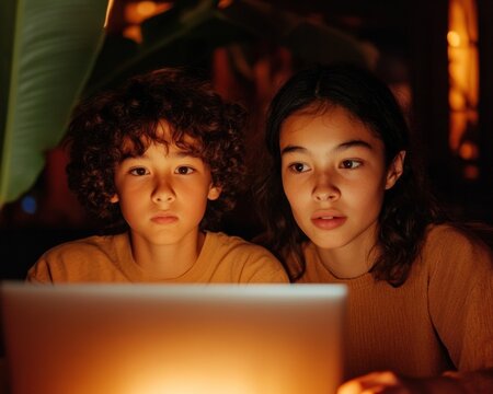 Warm Digital Learning Family Cyber Safety at Home - Teen Guidance on Secure Data Practices with Soft Ambient Lighting for Educational IT Content and Remote Study Programs