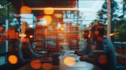 Contemporary Cybersecurity Collaboration Dynamic Office with IT Specialists Analyzing Real-Time Security Metrics on LED Panels - Cutting-Edge Risk Management and Digital Safeguarding