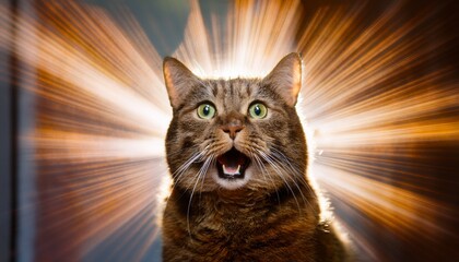 驚いている猫