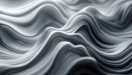 Obraz premium Gray Waves Background Texture. Smooth Abstract Form. Decorative Lines Curve. Gray Surface Relief. Modern Art Style