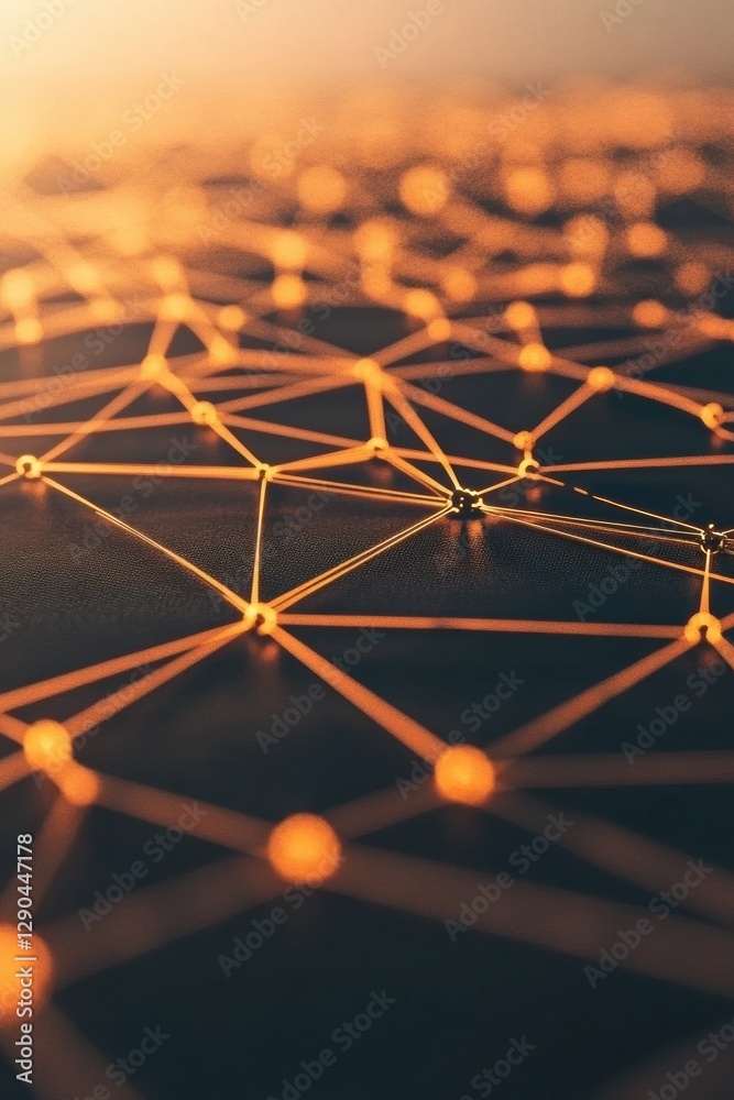 Poster Neon Blockchain Visualization Dynamic Nodular Network on Matte Surface - Advanced Cybersecurity Content for Tech Firms and Digital Data Integrity Assurance