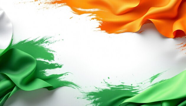 India Flag Celebration: Vibrant Green, Saffron, and White Colors in a Festive Design