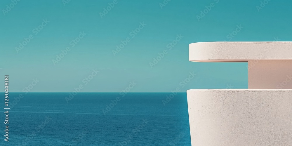 Poster tranquil modern architecture highlighting minimalist concrete balcony - urban oasis visual content f