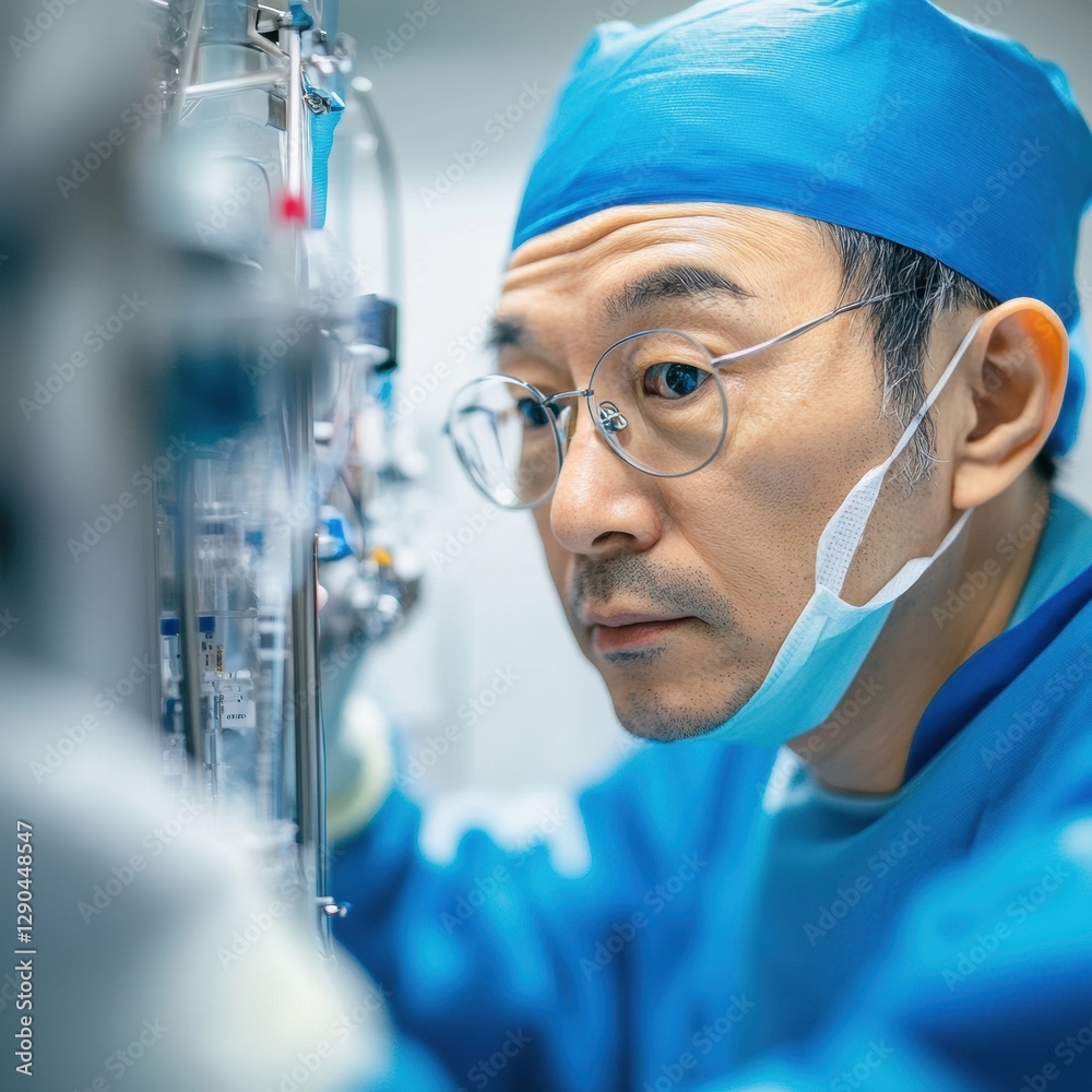 Aufkleber Precision Healthcare Scientist Analyzing Samples in High-Tech Lab for Enhanced Patient Care and Medical Innovation - Advanced Equipment and Dedication in Modern Clinics