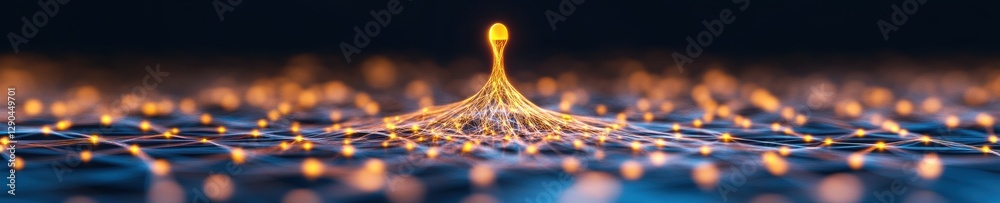 Fototapete Celestial Innovation Rocket Symbol in Digital Matrix with Particle Effects and Geometric Patterns - Dynamic Business Breakthrough Visualization and Tech Industry Disruption