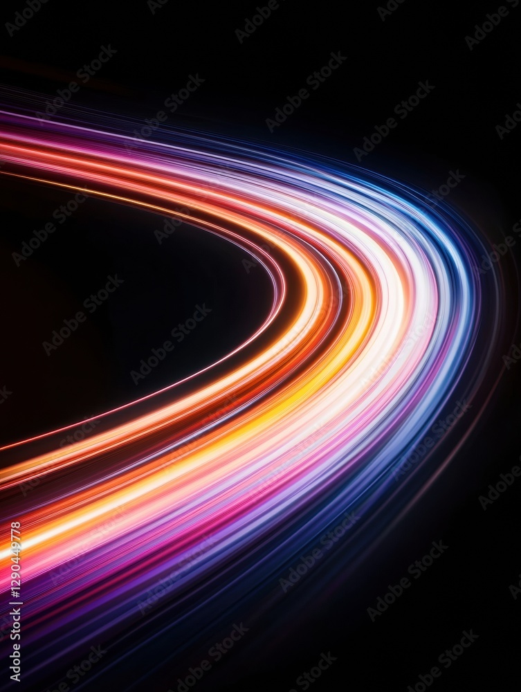 Poster Dynamic Neon Light Trails Abstract Motion Lines in Digital Art for Sci-Fi Web Banners - Elevate Entertainment Branding with Futuristic Visuals and Tech Innovation Aesthetic
