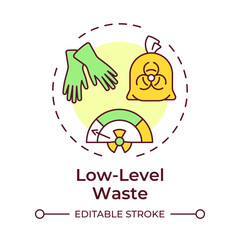 Low level waste multi color concept icon. Minimal shielding for safe handling. Type of nuclear processed materials. Round shape line illustration. Abstract idea. Graphic design. Easy to use in booklet