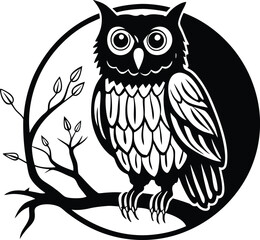 A Mysterious Owl Perched on a Tree at Dusk