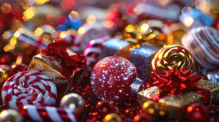 Christmas Decorations and Candy Close-Up